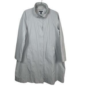 Eileen Fisher Rain Jacket Size XL Platinum Gray Cotton Nylon Blend EUC